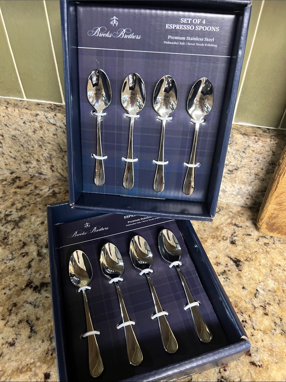 Brooks Brothers Polished Silver Espresso Spoon Set -